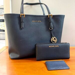 Michael Kors Purse - Medium Tote - Navy Blue